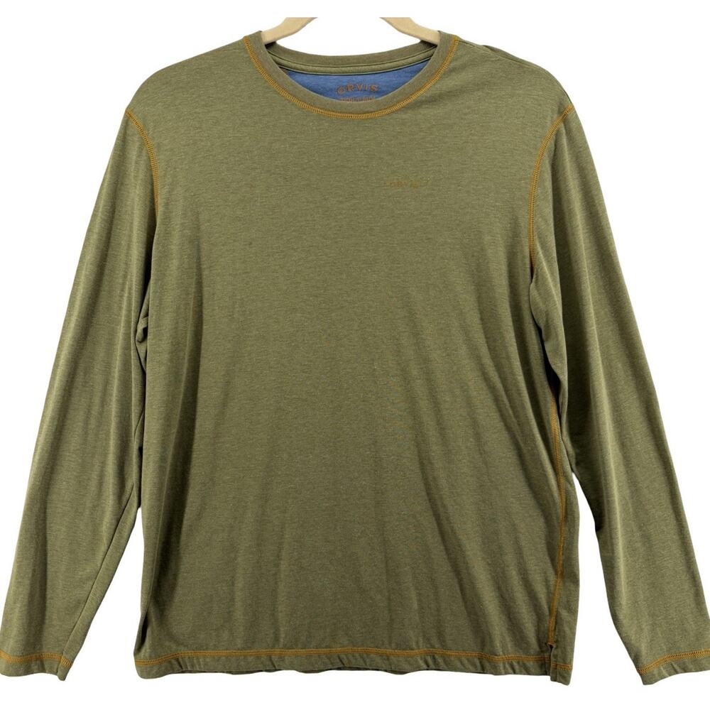 Orvis Trout Bum T Shirt Men’s Large Long Sleeve Heather Green Wicking Fishing